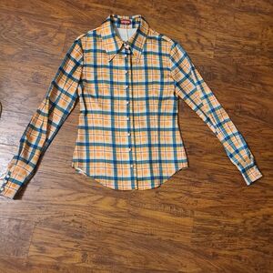 STAUD Colorful Plaid Button-Up Shirt